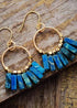 Boho Earrings, Dangle Earrings, Red Blue Green Chakra